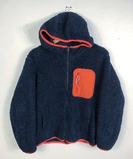 JW Anderson Uniqlo Fleece Zip Up Hoodie Size L Navy Blue orange pocket Gorpcore picture