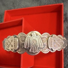Vintage Native American US Stamped Silver Cuff Bracelet Thunderbird picture