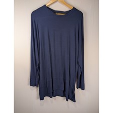 INC International Concepts Navy Blue Long Sleeve Tunic Top XL Relaxed Fit Shirt picture