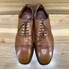 Barker Custom Grade England Mens Oxfords UK 12 Cognac Leather Cap Toe Medallion picture