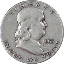 1953 S Franklin Silver Half Dollar Circulated 50c Coin Collectible picture