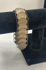 Vintage 800 Mexican Silver Coin Link Bracelet Estados Unidos Mexicanos 7.75