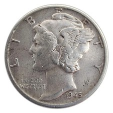 1945-P Mercury Dime VF Very Fine 90% Silver picture