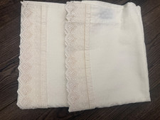 Vintage Charisma Fieldcrest Standard/Queen Pillowcases Set of 2 Beige Lace Dots picture