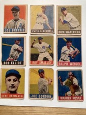 Lot of Nine 1948 Leaf Baseball #31, 39, 50, 65, 77, 86, 102, 117, 128 G-Poor picture