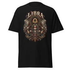 ZODIAC LIBRA GOTHIC Black T-Shirt Vintage Unisex Astrology Tarot Tee All Sizes picture