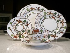 CROWN STAFFORDSHIRE HUNTING SCENE COMPLETE PLACE SETTING picture