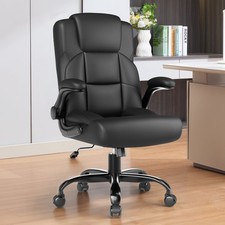 Office Chair Big & Tall 400LB Ergonomic Office Chair Faux Leather Flip-Up Arms picture