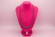 Vintage Graduated Hematite Beaded Necklace w/ Metallic Luster picture