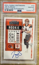 2020 Panini Contenders Joe Burrow Variation Rookie Ticket Auto #101 PSA 10 picture