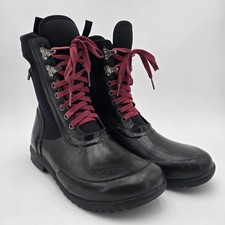 Bogs Sidney Solid Boots Women's 8 Black Rubber Waterproof Rain Lace Up 71771-001 picture