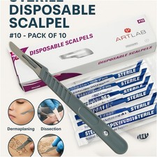 10 PCS STERILE DISPOSABLE SCALPELS #10-SINGLE USE-DENTAL, SURGICAL, DERMAPLANING picture