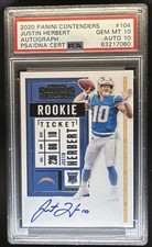 Panini 2020 Contenders Justin Herbert Rookie Ticket RPS Auto - Dual PSA 10 #104 picture