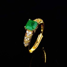 Anillo De oro De 18 quilates para Mujer Esmeralda Natural... picture