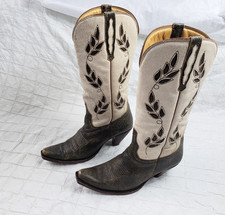 Charlie 1 Horse Lucchese Boots WOMENS 9 B Crackle Brown Leather Cowgirl Western picture