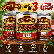 Keystone Meats All Natural Beef 3 Cans | Fully Cooked 14.5 oz Canned Meat Bulk picture