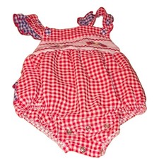 American Flags Design Baby Girl One-Piece Red, Blue, And White Checkered 3-6M picture