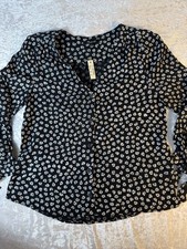 Madewell Floral Button Front Blouse Womens Medium Black 3/4 Sleeve Tie Cuff NWT picture