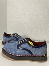 Francesco Sensini Mens Denim Rubrex Sole Italian Handmade Shoes Size 10 Blue picture