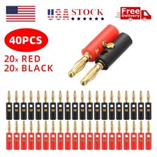 40PCS 4mm Gold Plated Banana Plugs Audio Jack Speaker Wire Cable Screw Connector picture