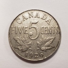 1926 5c Canada Five Cents Far 6 - KM29 - Key Date - SKU-Q5146 picture