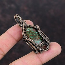 Cuprite Chrysocolla Wire Wrapped Pendant Handcrafted Copper Unique Gift 2.28