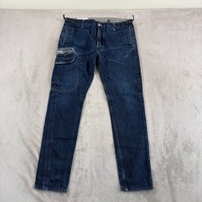 Levi's 520 Tapered Cargo Jeans in Blue Dark Wash Side Tabs Men 34x31 picture