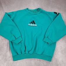 Vintage Adidas Sweatshirt Mens Large Teal Green Equipment Fleece 90s Minimalist picture