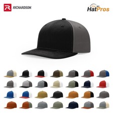 Richardson 312 Trucker Hat 312P Twill Back No-Mesh Snapback Cap Adjustable OSFM picture