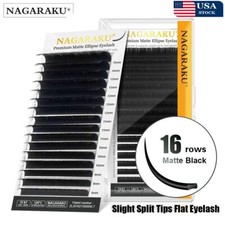 NAGARAKU Flat Split Ellipse Shape Natural Light Faux Eyelash Dark Black Matte US picture