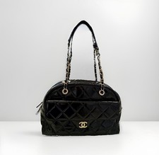 Authentic CHANEL Maxi Bowling Bag Black Shiny Crumpled Calfskin Gold Hardware picture