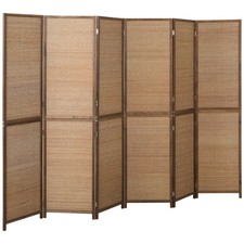 6 Panel Room Divider, 6 FT Folding Privacy Screen, Brown picture