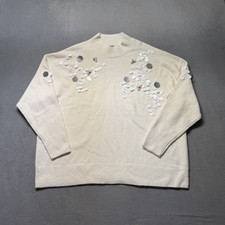 Cato Collection Limited Edition Sweater 22/24W Ivory Sequin Pearl Embellished picture
