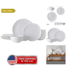 Abigail Bone China Lightweight Chip Resistant 12 Piece Dinnerware Set, Servic... picture