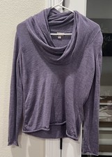 J.Jill Italian Merino Wool Sweater S Purple Draped Cowl Neck Asymmetrical picture