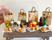 1:12 handmade bags coffee Dollhouse Miniature clay fast food hamburger Store picture