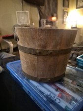 antique bucket wooden  painted  7 in tall primitive 19th c original 1800 picture