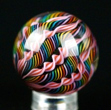 Bryan Trillas Glass Marble/Filigree 14 Cane Pattern/UV/Black Rainbow/1.0-1.1in picture