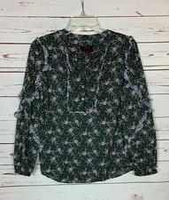 J.CREW Women's XS Extra Small Green Floral Liberty Art Fabrics Spring Top Blouse picture