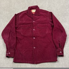 Vintage 50s Towncraft Corduroy Loop Collar Button Up Shirt Mens Small picture