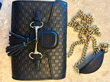 Rare Gucci Microguccissima Black Small Chain Strap Flap Shoulder Bag Tassel gold picture