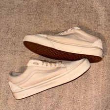 Vans Old Skool Tan Beige Canvas Suede Low Top Sneakers Shoes Mens 5.5 Womens 7 picture