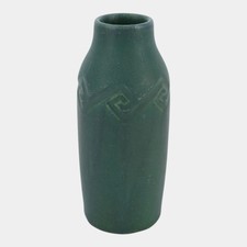 Rookwood 1909 Vintage Arts And Crafts Pottery Matte Green Geometic Band Vase 819 picture