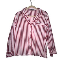 J.Crew style #BM271 Long-Sleeve Cotton Poplin Pajama TOP in Red Stripe for women picture