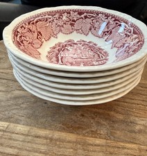 Mason's Vista England Antique Red Ironstone Saucer Bowls Set of 7 picture