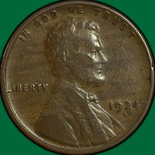 1924-D Lincoln Wheat Cent Very Fine VF Coin, Rim Nick #48168 picture