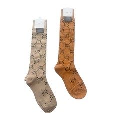 2 Pair Gucci Outlet GG Monogram Knee High Socks picture