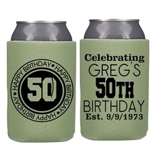 Personalized Birthday Can Coolers Birthday Party Favor Koozies picture