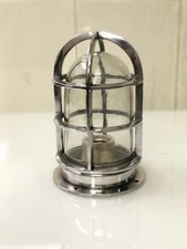 Vintage-Style Chrome Marine Bulkhead Wall Light Marine Caged Glass Ship Lamp picture