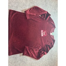 Vintage Coconut Bay Burgundy Velour Reindeer Patch Top L Made in USA Holiday picture